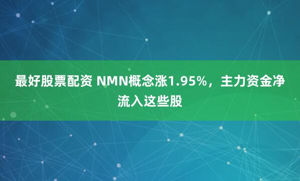 最好股票配资 NMN概念涨1.95%，主力资金净流入这些股