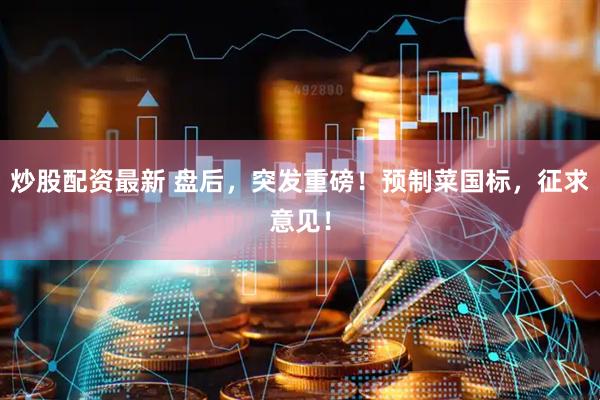炒股配资最新 盘后，突发重磅！预制菜国标，征求意见！