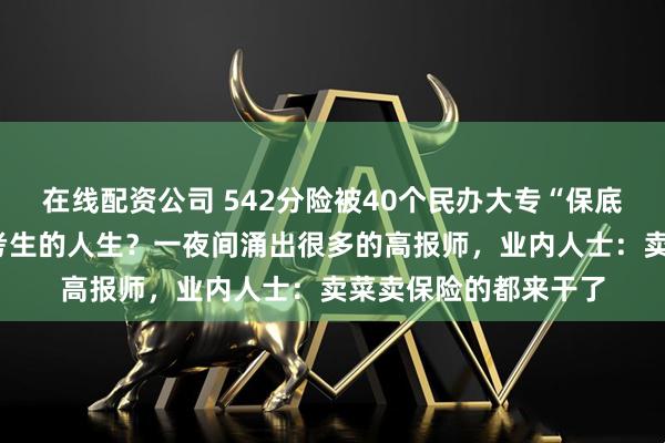 在线配资公司 542分险被40个民办大专“保底”，谁在“规划”高考生的人生？一夜间涌出很多的高报师，业内人士：卖菜卖保险的都来干了